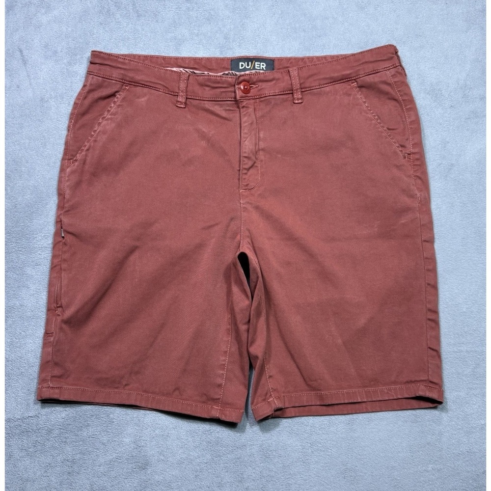 Du/Er Shorts Mens 36 Performance Chino Rust Red No Sweat Dadcore Outdoor Hiking